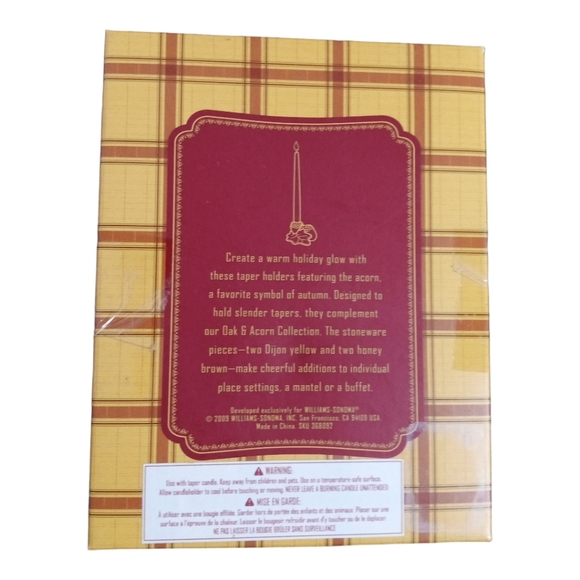 Williams Sonoma Acorn Taper Holders Oak Leaf Fall Autumn Set of 4 - Picture 9 of 10